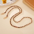 Close-up of woven fabric strap with gold metal chain and lobster clasp for bags - Crossbody Chain / Coffee (K5439)