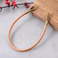 Retro brown cowhide leather handbag strap with vintage bronze hexagonal metal buckles - Retro Cowhide Handle Chain Natural (K5430)