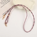 Pink and black checkered phone lanyard with gold metal clasps on a white background - Pink (Checkerboard)