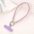 Elegante correa de muñeca para móvil de strass púrpura con anillo de plata y parche - Morado