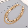 Golden bimetallic chain accessory 15cm length with double clasp for bags and phones - Double Aluminum Chain Handle Gold (K5504)