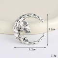 Vintage silver gothic crescent moon and skull charm accessory for DIY jewelry making - Silver Crescent Moon Skull (D3317)