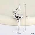 Gothic silver skull pendant with spiked wings for DIY jewelry making, 4cm x 1.8cm size - Silver Staff Winged Skull (D3318)