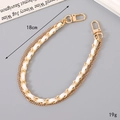 Golden bimetal chain with white woven leather strap and dual lobster clasps, length 18cm - Double Chain Leather Woven Handle White (K5499)