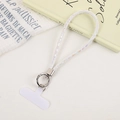 Modische schillernde Pailletten-Handschlaufe für Handys mit silbernem Ring - Anhänger / Weiß