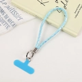 Blaue glitzernde gewebte Plüsch-Handykette mit silberner Metallschnalle und Patch - Anhänger / Blau