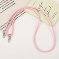 Pink adjustable braided PU leather crossbody phone strap with silver lobster clasps - Pink
