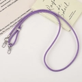 Purple woven PU leather adjustable crossbody phone lanyard with silver metal lobster clasps - Purple
