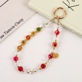 Rote Perlen-Handykette mit goldenem Fu-Anhänger im New Chinese Vintage-Stil - Rot