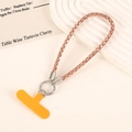 Luxury rose gold rhinestone phone wrist strap with silver ring and universal yellow patch - Champagne