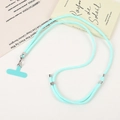 Adjustable mint green hand-woven crossbody phone lanyard with silver metal buckle and clip - Crossbody Chain / Lake Blue (K5526)
