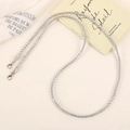 Detailed view of iridescent rectangle link chain with silver lobster clasps for bags - AB Color