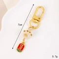 Portachiavi zampa di gatto con gancio dorato e targhetta Salute rossa - Ciondolo / Stile Pace Salute + Zampa di Gatto (K5750)
