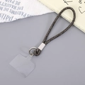 Macro detail of luxury rhinestone chain wrist strap with silver ring for mobile phone - Dark Gray