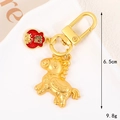 Portachiavi cavallo zodiacale dorato con ciondolo a zucca rossa e incisione fortuna - Fortuna Ricchezza e Successo (K5733)
