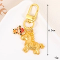 Portachiavi cavallo zodiacale oro opaco con ciondolo portafortuna e incisione 6,5cm - Cavallo della Fortuna / Dio della Ricchezza (K5737)