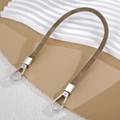 Close-up of brown woven suede handbag strap with polished silver lobster clasps - Hand Chain / Flocking Leather Rope Light Coffee