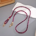 Detail of pink leopard print PU leather strap with premium gold metal lobster clasps - Crossbody Chain / Rose Red Leopard (K5789)