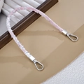 Tracolla in tessuto intrecciato rosa e bianco con paillettes argento e moschettoni in metallo - Rosa Loto