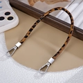 Cinturino da polso in pelle PU leopardata con moschettone in argento per borse e telefoni - caffè
