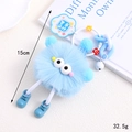 Porte-clés monstre en peluche bleue avec longues jambes et perles colorées, taille 15cm - Rose bonbon