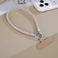 Dragonne de téléphone en cuir de serpent rose avec boucles en métal argenté - Khaki