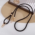 Detail of dark brown braided PU leather strap with golden lobster clasps and slider - Crossbody Chain / Dark Coffee (K5851)