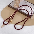 Adjustable burgundy PU leather braided crossbody phone lanyard with gold metal hooks - Crossbody Chain / Burgundy (K5847)