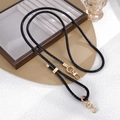 Adjustable black snakeskin pattern strap with polished gold hardware and dual spring clips - Snake Pattern Leather Adjustable Crossbody Chain Black (K5830)