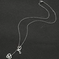 Detailed macro view of silver stainless steel stethoscope and heartbeat heart pendant necklace - Stethoscope Heart Style / Steel