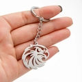 Porte-clés en acier inoxydable avec pendentif tête d'aigle et finition argentée polie - Style Tête d'Aigle (047)