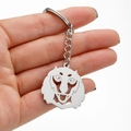 Porte-clés lion en acier inoxydable argenté tenu à la main pour illustrer la taille - Style Tête de Lion(004)