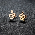 Minimalist snake-shaped stainless steel stud earrings in rose gold finish for women - 274 Rose Gold