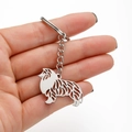 Portachiavi cane in acciaio inossidabile argento con sagoma traforata di cane Sheltie - Stile Cane da Pastore(011)