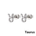 Silver Taurus zodiac symbol stud earrings made of minimalist stainless steel - Taurus-Steel