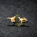 Cute gold stainless steel dinosaur stud earrings measuring 6mm by 10mm for daily wear - Dinosaur Style (143) / Gold