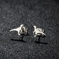 Cute stainless steel dinosaur stud earrings with velociraptor silhouette design - Dinosaur Style (143) / Steel