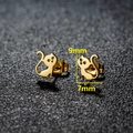 Boucles d'oreilles chat en acier inoxydable doré poli de 9mm par 7mm - Forme de Chat (379) / Or