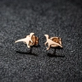 Minimalist rose gold dinosaur studs with polished finish and butterfly backs - Dinosaur Style (143) / Rose Gold