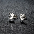 Boucles d'oreilles chat mignon en acier inoxydable poli pour femme style dessin animé - Forme de Chat (379) / Acier