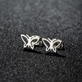 Elegant minimalist hollow butterfly stud earrings made of high-polished stainless steel - 265 Steel Color