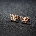 Elegant rose gold butterfly stud earrings featuring a hollow minimalist design - 265 Rose Gold
