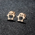 Boucles d'oreilles pingouin dorées avec un design minimaliste en cœur pour l'hiver - Forme de Manchot (380) / Or rose