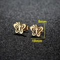 Minimalist gold butterfly stud earrings in stainless steel with hollow design dimensions - 267 Gold