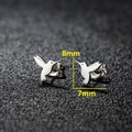 Boucles d'oreilles colibri minimalistes en acier inoxydable argenté de 8mm x 7mm - Forme de Colibri (384) / Acier