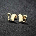 Elegant gold butterfly stud earrings in stainless steel with minimalist hollow design - 269 Gold