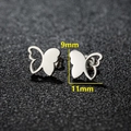 Minimalist silver butterfly stud earrings in polished stainless steel for women - 269 Steel Color