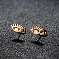 Minimalistische gouden roestvrijstalen oorbellen met oogontwerp op zwarte achtergrond - Oog Stijl (152) / Roségoud