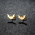 Boucles d'oreilles chauve-souris en acier doré poli pour style gothique Halloween - Forme de Chauve-souris (388) / Or