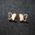 Minimalist butterfly stud earrings in rose gold finish with unique asymmetric wing design - 269 Rose Gold